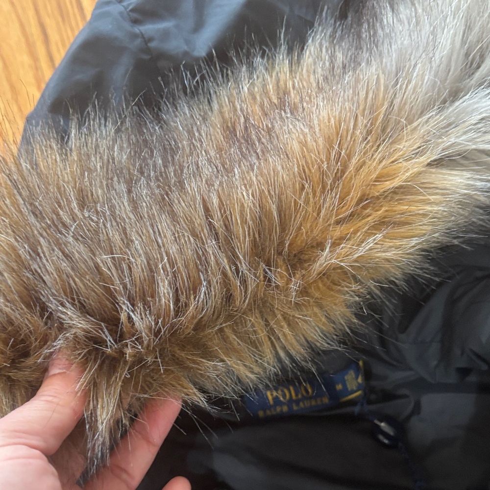 Polo by Ralph Lauren Black Puffer Coat with Fur Hood - Picture 4 of 6